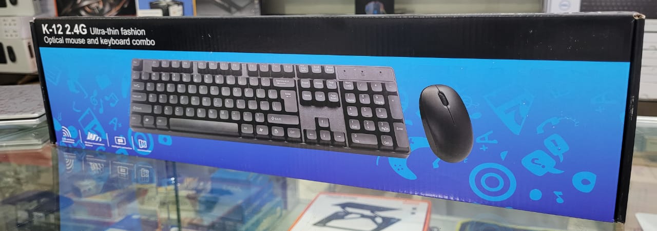 كيبورد وماوس لاسلكي واير لس K-12 2.4G Ultra-thin fashion